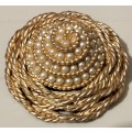 Brooch - Beehive  Pearls faux all around Gold Tone metal