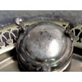 SALTS - 1 Metal open Pot on 3 Paw Feet silver tone metal