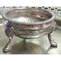 SALTS - 1 Metal open Pot on 3 Paw Feet silver tone metal