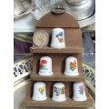 Thimbles+Stand - 1Wood stand + 6 Ceramic thimbles