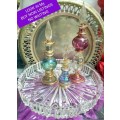 3 Perfume Bottles+Stoppers +1Glass Vanity TrayEgyptian hand blown Empty LOOKatMy BUY NOW* NO WAITING