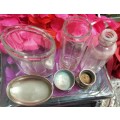 Bottles Glass Beveled-3 Vanity Dressing table decor  *Metal lids LOOK at My BUY NOW items NO WAITING