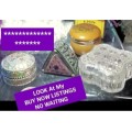 Pill box - 4 Mix *Glass Hobnail-cut*1 Marble hinged lid*2 metal LOOKat My BUY NOW items NO WAITING