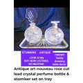 Antique Art Nouveau ROSE cut crystal Perfume+Atomiser set trayLook at My BUY NOW Listings No WAITING
