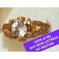 Dress RING Faceted cut Glass gold plated Very Posh  * LOOK At My BUY NOW* NO WAITING