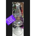 Antique Oil Lamp*base rib glass design middle Boulbus holds brass mechanism Top glass fits into it