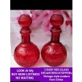 2 RUBY RED Vintage STYLE Modern Glass Decanter+Stoppers from China*LOOK At My BUY NOW*NO WAITING