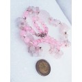 Necklace-Rose Quartz 4CHUNKY raw+6 bunchesChips polished*Pink faceted Cut glass Crystal+Glass rounds