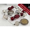 Necklace - Italian glass beads Red White   Glass  Various Shapes +Sizes LOOK At My BUY NOW LISTINGS