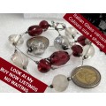 Necklace - Italian glass beads Red White   Glass  Various Shapes +Sizes LOOK At My BUY NOW LISTINGS