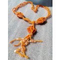 Neclace  - Large Butterscotch Glass beads Small Frosted + Orange +6 dangles *ABSOLUTELY FABULOUS