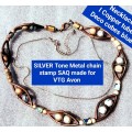 2 Necklaces -Copper tubes Deco Cut beads roundel cubes+1 Silver tone Chain marked SAQ made for Avon