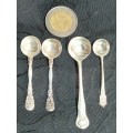 STERLING SILVER *4 SALT SPOONS Small 2 same design 2 different LOOK At My BUY NOW items NO WAITING
