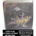 Cigarette Case - Antique Top of Case Damask Mount Fuji Scene in Iron Silver Gold K24