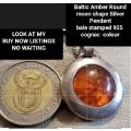 BALTIC AMBER Round Moon Shape Pendant Bale 925 Stamp on a  chain LOOK At My BUY NOW *NO WAITING
