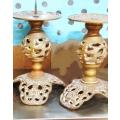 2 ELWECO Ornate Intricate Scrolls Embossed designBRASS CANDLE HOLDER 922 gr*GREAT COUNTRY HOME DECOR