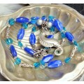 Necklace +SEA HORSE metal Pendant Glass Beads Blue +Turquoise LOOK At My BUY NOW items NO WAITING