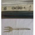 ANTIQUE 1905 *STERLING SILVER handle Meat or bread fork*Intricate Design James Deakin+Sons Sheffield