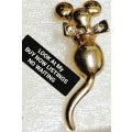 Lovely Mouse Pin * Crystals * Gold tone LOOK At My BUY NOW items NO WAITING