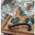 !!!RARE!!! 5 small art deco Sherry glasses black base  + tray LooK at My Buy Now Listings No Waiting