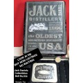 Belt BUCKLE+ Tin empty JACK DANIELS OLD TIME No.7 TENNESSEE WHISKEY 2COLOUR ENAMEL SILVER TONE METAL