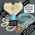 3*ITEMS*Torquoise Pendant Belcher Chain+Lanyard+Pearl Purse Silver Tone*LOOKatMyBUY NOW*NO WAITING
