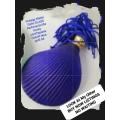 Vintage Perfume COBOLT blue Matt Satin Glass Bottle Blue Gold lid tassels Shell embossed Design*LOOK