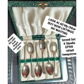 Boxed set of 6 Sipelia EPNS rattail Teaspoons from England