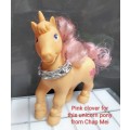 toys Pink clover Unicorn pony Chap Mei  brushable pink hair silver collar+Super Yo Yo+2 cars