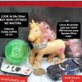 toys Pink clover Unicorn pony Chap Mei  brushable pink hair silver collar+Super Yo Yo+2 cars