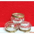 3 candle holders Glass Ribbed Gold trim Embossed bead design LOOK At My BUY NOW Items NO WAITING