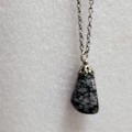 Necklace Snowflake Obsidian pendant+stainless steel chain