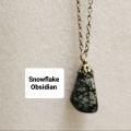 Necklace Snowflake Obsidian pendant+stainless steel chain
