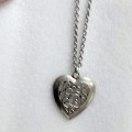 Necklace Heart middle filigree + Chain Steel modern LOOK At My BUY NOW LISTINGS NO WAITING