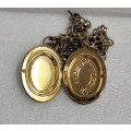 Necklace  locket Heart gold tone  + Chain Steel  LOOK At My BUY NOW LISTINGS NO WAITING