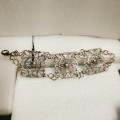 Bracelet Silver tone metal  Filigree lobster clasp+1faceted stretch LOOK At My BUY NOW *NO WAITING