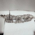 Bracelet Silver tone metal  Filigree lobster clasp+1faceted stretch LOOK At My BUY NOW *NO WAITING
