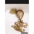 NECKLACE Filigree Puff Hollow tree of life full ofCrystals+Chain-Gold Tone LOOKat My BUY NOW*NO WAIT