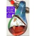 Necklace Murano Glass Colour Silver red blue  Foil hand blown Pendant LOOK At MY BUY NOW NO WAITING