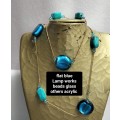 1 NECKLACE- Vintage Italian Glass foil lamp work Beads+Acrylic LOOK At My BUY NOW items NO WAITING