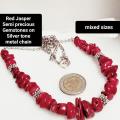 STUNNING !!!Jasper Semi Precious Gem Stones+silver tone chain NECKLACE LOOK At My BUY NOW*NO WAITING
