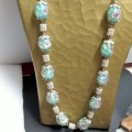 1 NECKLACE - Vintage Italian Glass blue Beads+Spacers metal ChainLOOK At My BUY NOW items NO WAITING