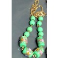 1 NECKLACE -Vintage Italian Glass Wedding Cake Beads greenLOOK At My BUY NOW items NO WAITING