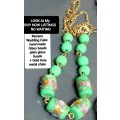 1 NECKLACE -Vintage Italian Glass Wedding Cake Beads greenLOOK At My BUY NOW items NO WAITING