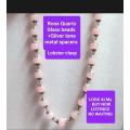 1 NECKLACE - Rose quartz Glass Beads+Spacers metal ChainLOOK At My BUY NOW items NO WAITING