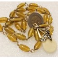 Necklace LAMPWORK Barrel Glass beads handmade Pendant Metal Flower Crystal elements*lobster clasp