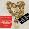Necklace LAMPWORK Barrel Glass beads handmade Pendant Metal Flower Crystal elements*lobster clasp