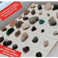 36 specimens*GEMSTONES in Natural state Glued onto paper  LOOK At My BUY NOW* NO WAITING