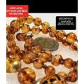 Necklace  AMBER Graduating faux round beads+ small beads Gold tone Metal spacers + barrel clasp