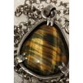 Necklace Pendant *Jasper Tiger Iron* Tumbled Polished Precious Gem Stones +New belcher chain S/S